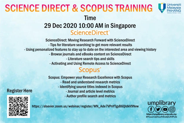 User Education Programme – UMP Science Direct and Scopus Training (29th December 2020)