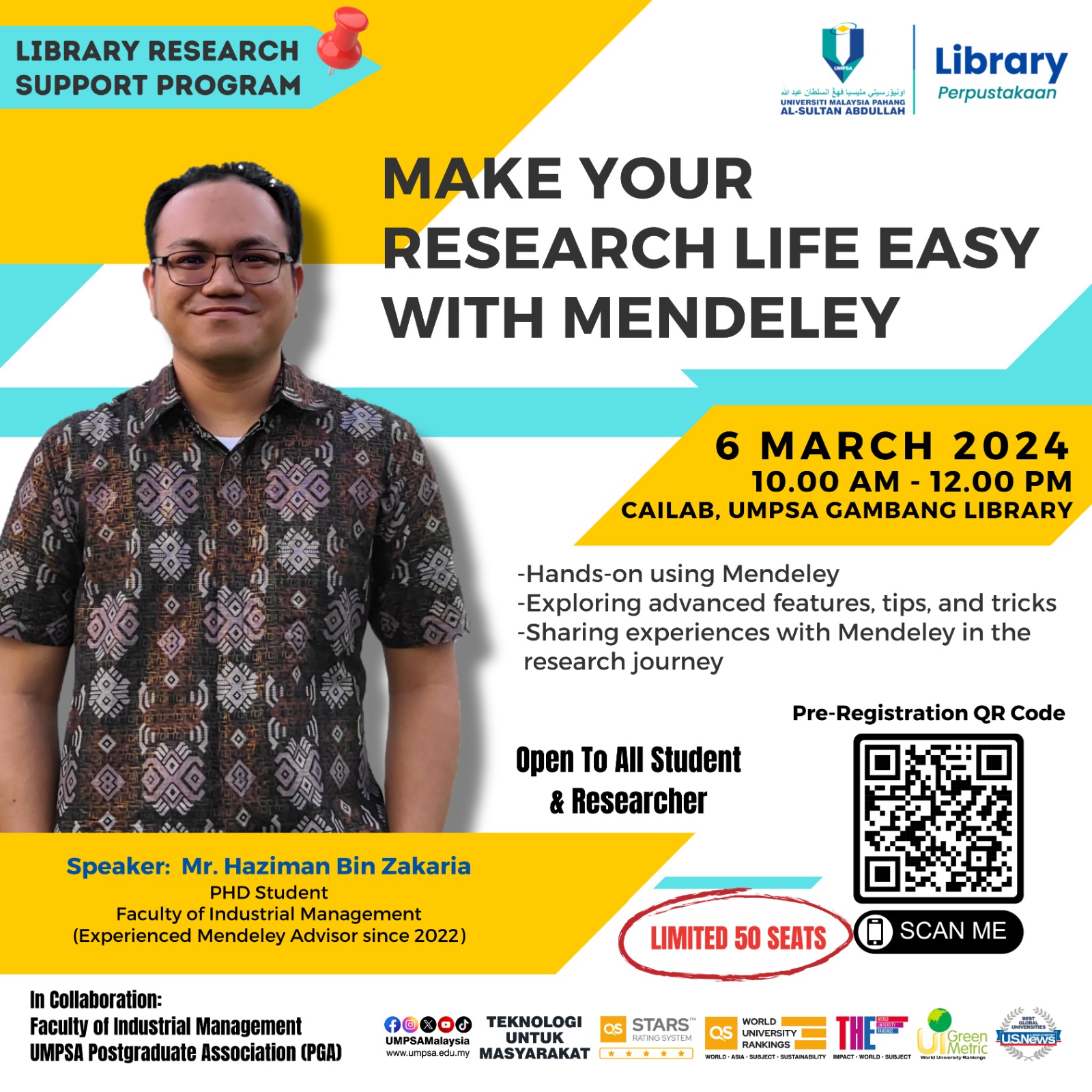 Kelas pendidikan pengguna : Make your research life easy with Mendeley